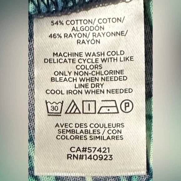 LOFT Linen Blend Pull-On Wide Leg Palazzo Pants Size M Navy Pink Green P… - Picture 13 of 13